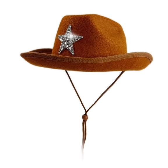 Misright Western Theme Kids Cowboy Hats Rhinestones Decors Soft Comfortable Fedoras