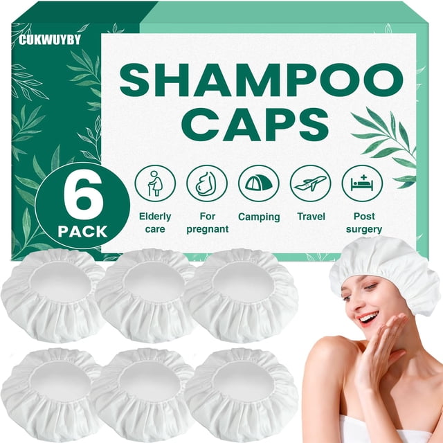 Gorros de Champú WUYUAN Sin Enjuague para Personas Postradas, Paquete de 6