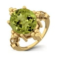 thumbnail image 2 of 12X10mm Oval Peridot Solitaire 925 Sterling Silver Gold Vermeil Beaded Women Valentines Day Gifts Ring, 2 of 3