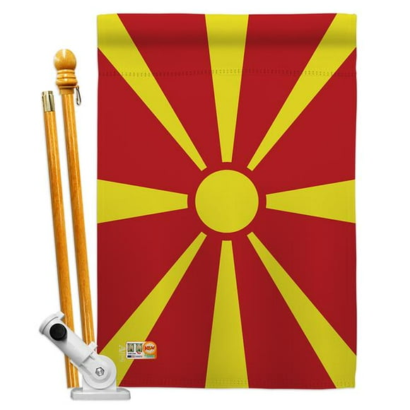 Americana Home & Garden AA-CY-HS-140142-IP-BO-D-US18-AG 28 x 40 in. Macedonia Flags of the World Nationality Impressions Decorative Vertical Double Sided House Flag Set & Pole Bracket Hardware Flag Se