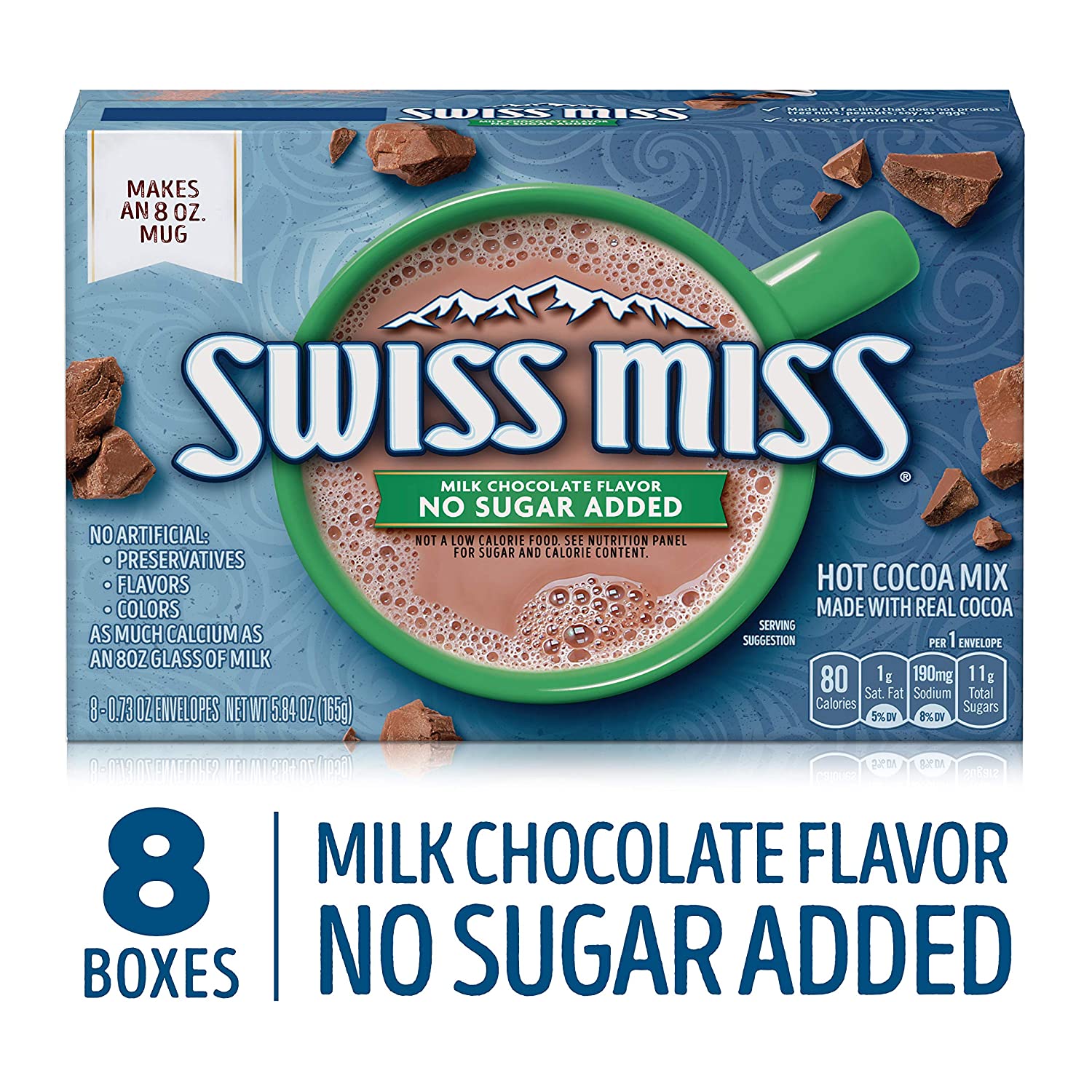 Swiss Miss Milk Chocolate Flavor No Sugar Added Hot Cocoa Mix, 0.73 Oz