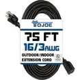 thumbnail image 1 of Cable de extensión YOJOE, calibre 16, 75 pies, 3 puntas, 10 A, resistente a la intemperie, 1 of 7