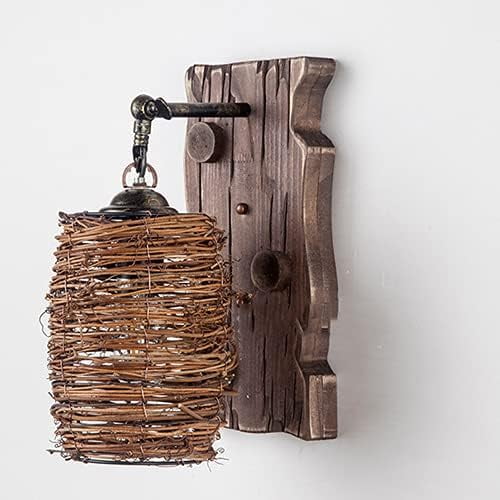 Industry Wrought Iron Wall Lamp Solid Wood Lampshade Lamp Body Retro Wall Light Soft Light Eye Protection Glass Lampshade Decoration Living Room Restaurant Bedroom Corridor Lights