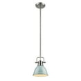 thumbnail image 1 of Duncan Mini Pendant with Rod in Pewter with a Seafoam Shade, 1 of 1