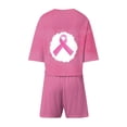 thumbnail image 6 of 2 Piece Outfits Summer Women,Womens Pajama Sets Two Piece Lounge Sets Half Sleeve Top and Split Shorts Breast Cancer Print Sleepwear Pjs, 6 of 7