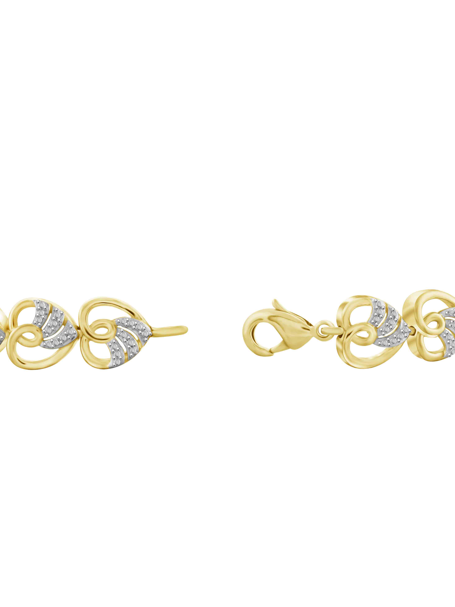 White Diamond Accent 14kt Gold Plated Brass Heart Bracelet, 7.75