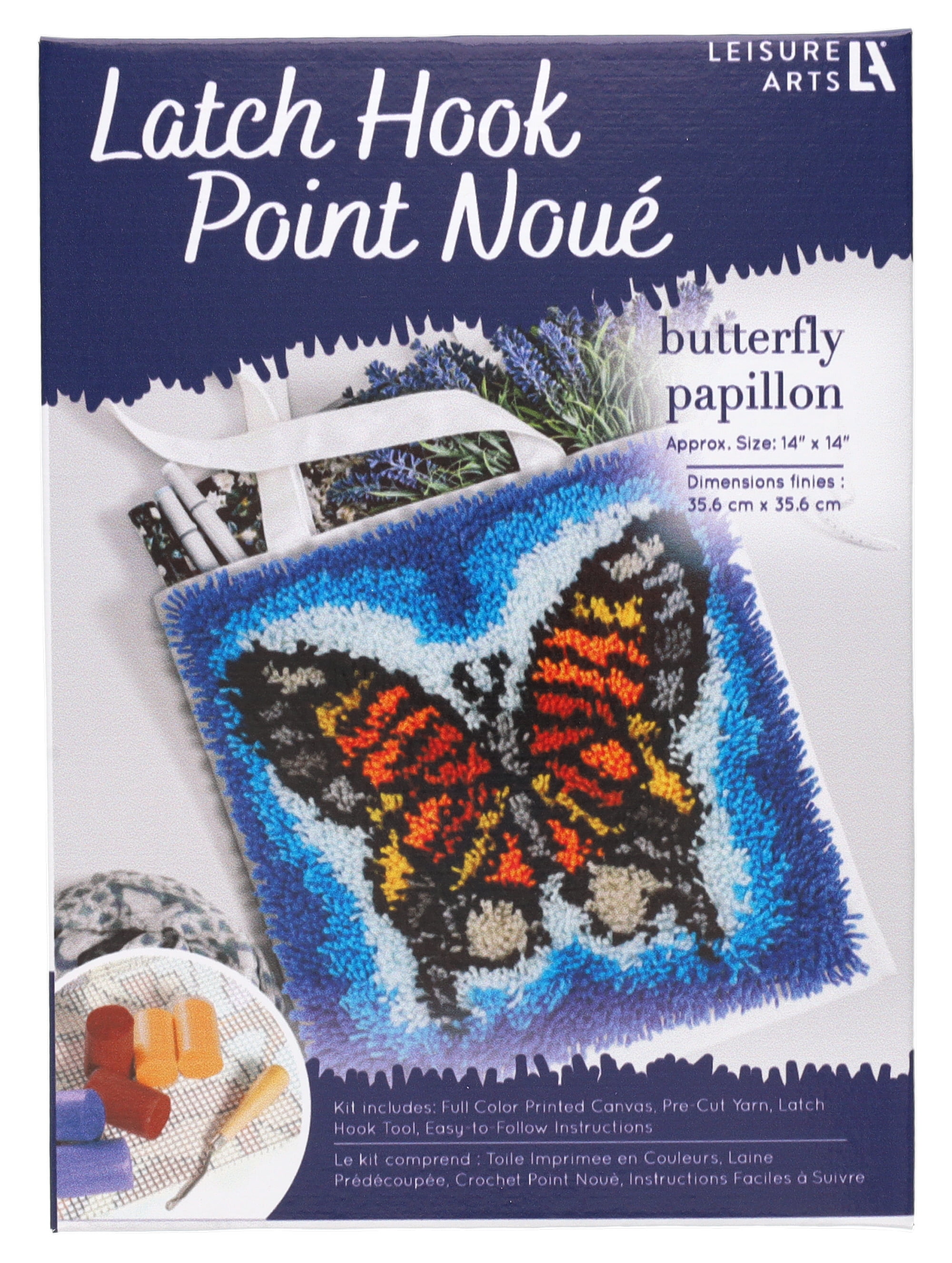 Butterfly Latch Hook Kits, Large Latch Hook Rug Kit for Adults Latch Hook  Kits With Printed Canvas Christmas Decoration 