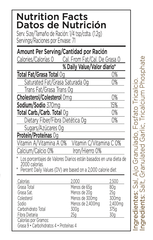 Sal de Ajo, Especias Montero, Powdered, 3 oz., Single Item
