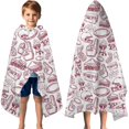thumbnail image 3 of Red Football Event Elements Pattern Hooded Bath Towel，60"x35" for Ages 3 To 12 Kids, Quick Dry Lightweight Soft Microfiber Hood Beach Towel Cover Up for Kids, 3 of 7