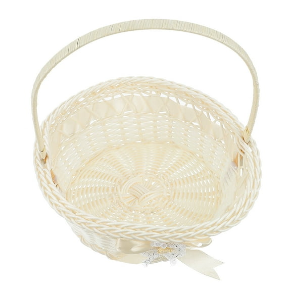 FUEENIRVA Woven Hand Basket Flower Basket Plastic White 1Pcs