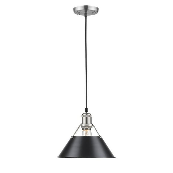 1 Light Medium Pendant in Durable Style 8.5 inches High By 10 inches Wide-Pewter Finish-Matte Black Shade Color Bailey Street Home 170-Bel-4159365