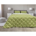 thumbnail image 1 of Anime Comforter & Sham Bedding Set, Toy Rabbits Pattern on a Green Background with Doodle Carrots, 3 pcs Duvet Set Microfiber Filling Quilt, 5 Sizes, Apple Green Yellow, by Ambesonne, 1 of 4