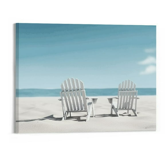 Creowell Beach Chair Canvas Wall Art Picture 20x16in for Living Room Bedroom Home Decor 20x16in