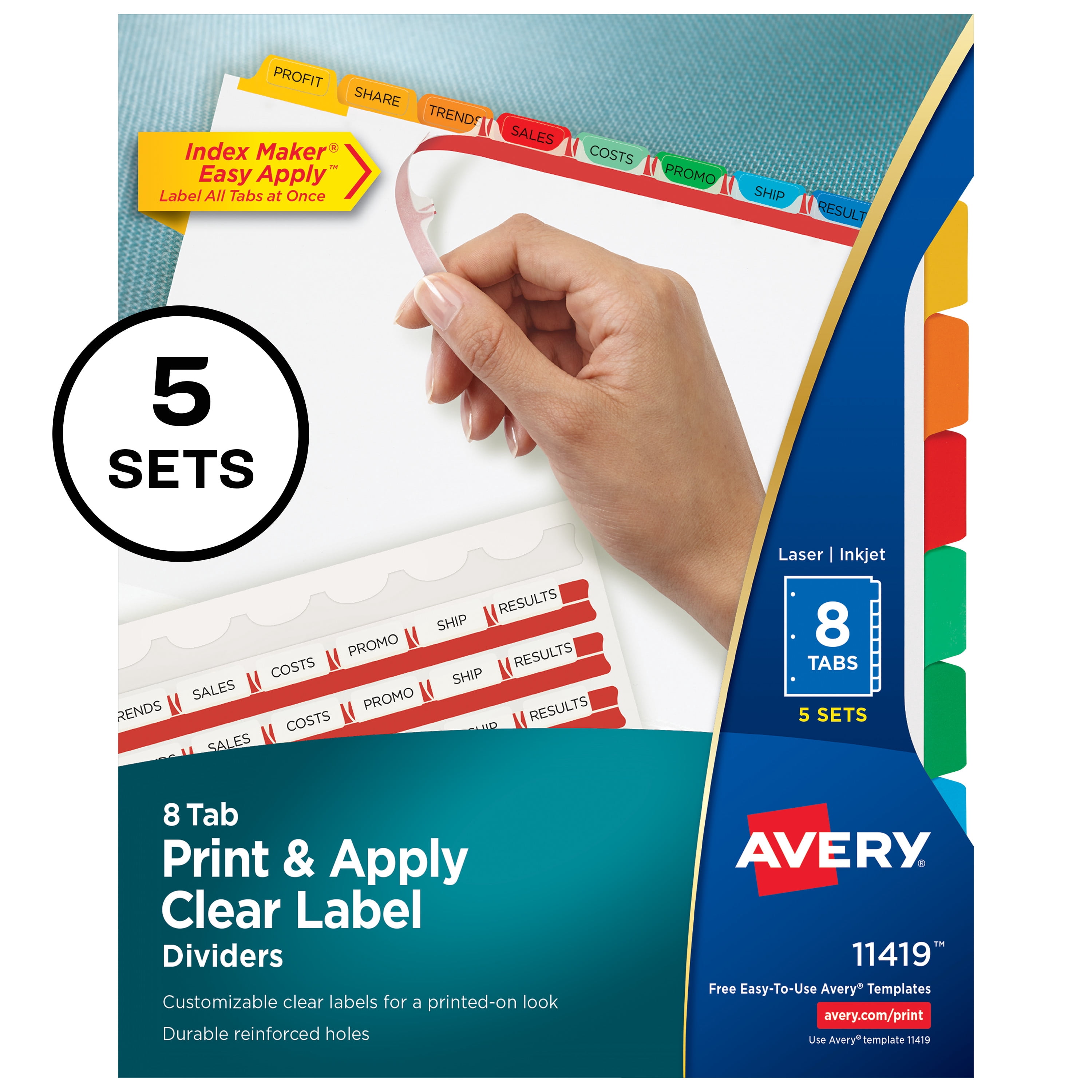 Avery Print Apply Clear Label Dividers Index Maker Easy Apply