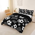 thumbnail image 2 of Erosebridal Boys Soccer Games Kids Queen Duvet Cover Set,Football Sport Theme Bedding For Boys,Reversible Black 3pcs,No Comforter, 2 of 6