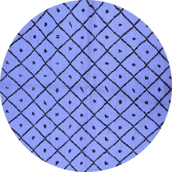 Ahgly Company Machine Washable Indoor Round Solid Blue Modern Area Rugs, 7' Round