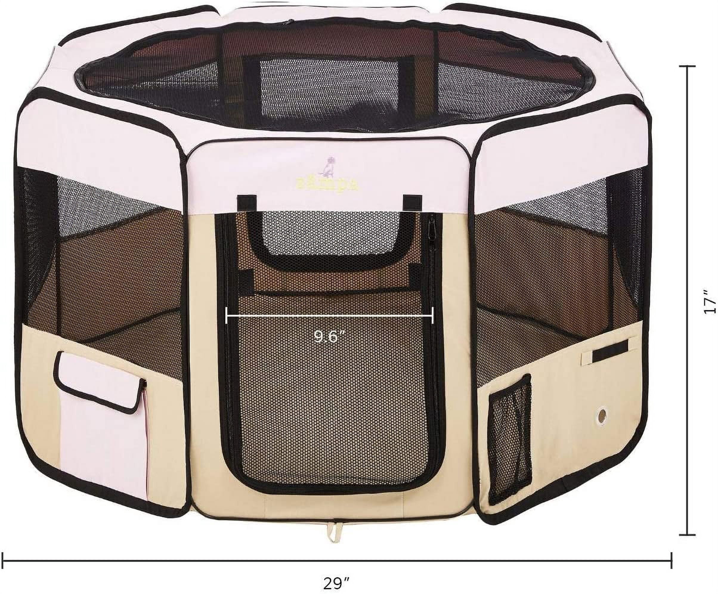 Zampa Portable Foldable Pet playpen Exercise Pen Kennel & Carrying Case, Indoor, Outdoor Use, Water resistant