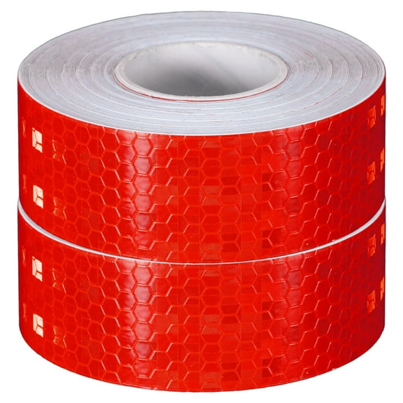 Uxcell 2 Rolls Reflective Tape 1"x33ft Adhesive Night Safety Warning Tapes Outdoor Bicycle Adhesive Reflector Stickers for Vehicles Trailers Trucks Bike Cars Signs, Red