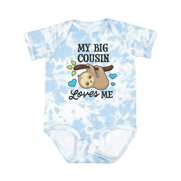Inktastic My Big Cousin Loves Me with Sloth and Hearts Boys or Girls Baby Bodysuit