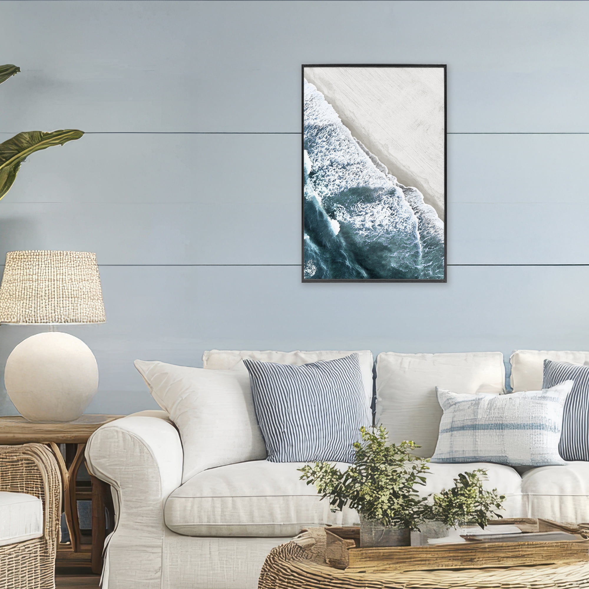 Stupell Industries Corolla Beach Breezy Shoreline Black Framed Giclee Art, design by Natalie Carpentieri