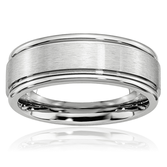 Cobalt Ridged Edge 8mm Plain Classic Wedding Band Ring