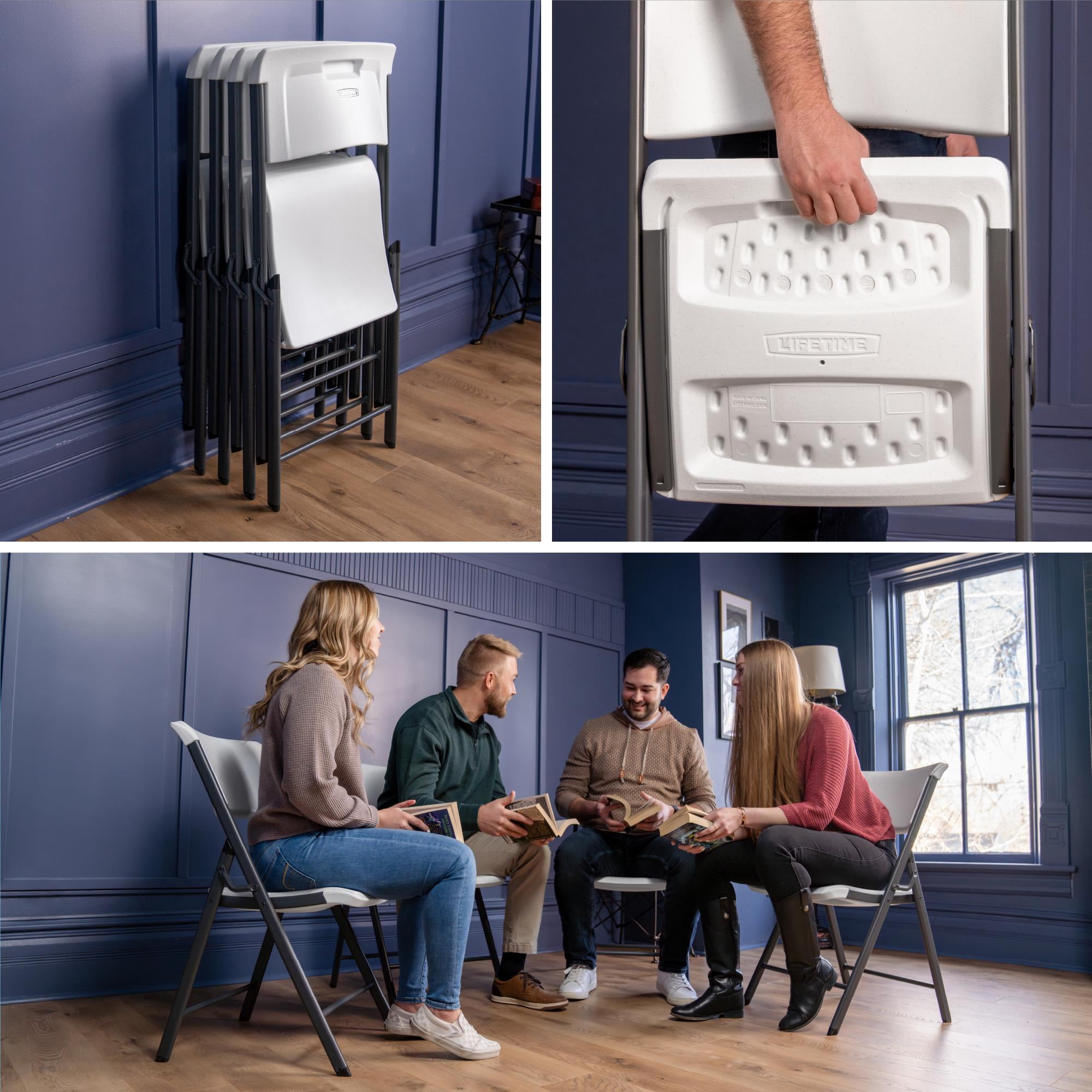 Lifetime A-Frame Folding Chair, White (Set of 4)-81170