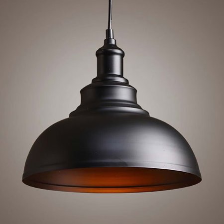 

Litfad Industrial Dome Pendant Lamp Indoor Ceiling Light for Kitchen Bedroom in Black