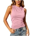thumbnail image 3 of GERsome Women's Hooded Tank Tops Crew Neck Open Back Lace UP Workout Sleeveless Shirts for Summer Gym Athletic Pink Size L, 3 of 9
