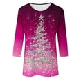 thumbnail image 5 of Christmas 3/4 Sleeve T Shirts for Women Plus Size T Shirt Crew Neck Casual Tops Fashion Printed Round Neck Tops, 5 of 5