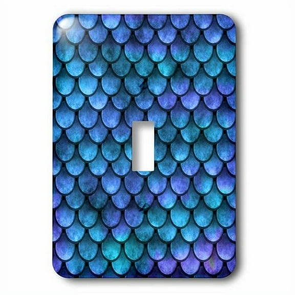 3dRose, Blue Watercolor Mermaid Scale Pattern, single toggle switch