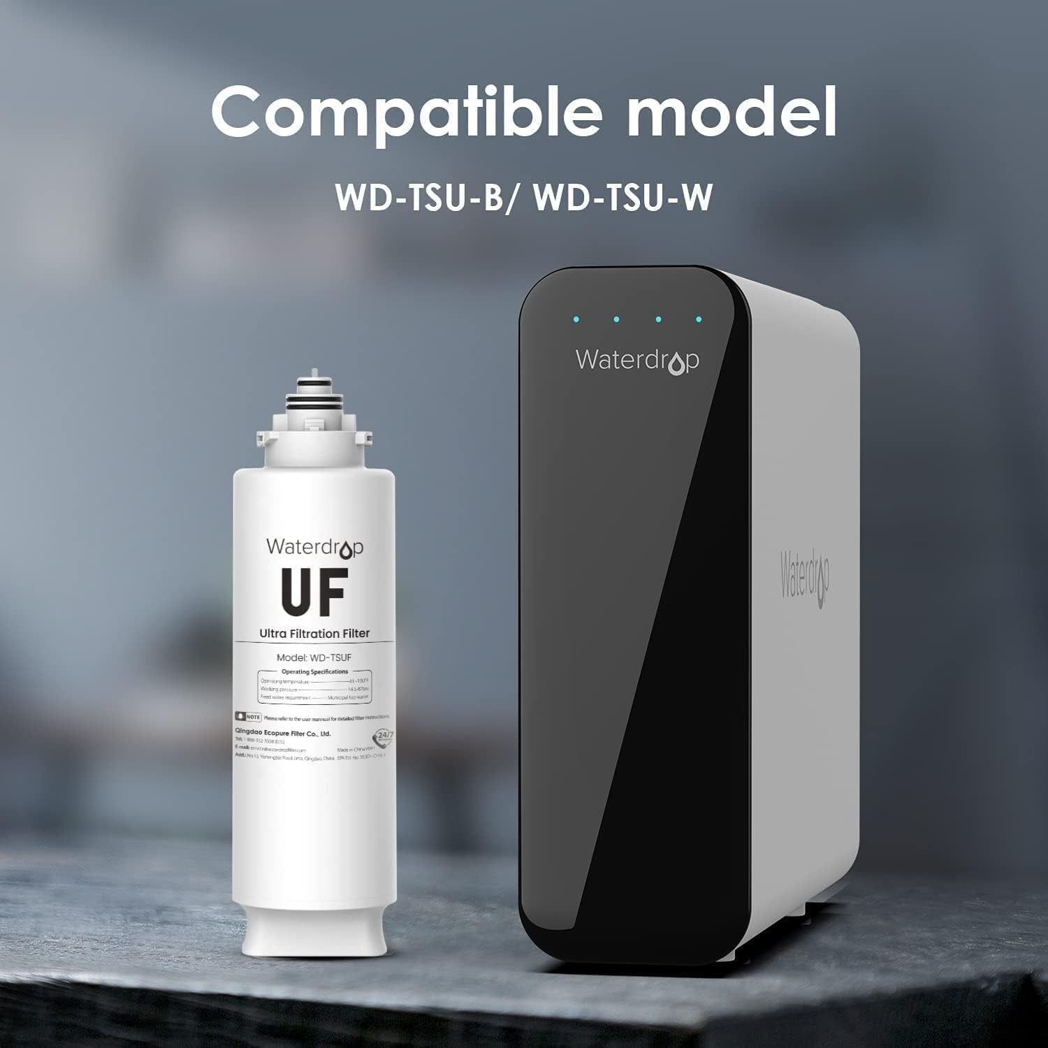 Waterdrop TSUF Ultra-Filtration Under Sink Water Filter,  0.01 Micron, Replacement TSU-W 3-Stage Ultra-Filtration Under Sink Water Filter System, 4000Gallons High Capacity. 1 Pack