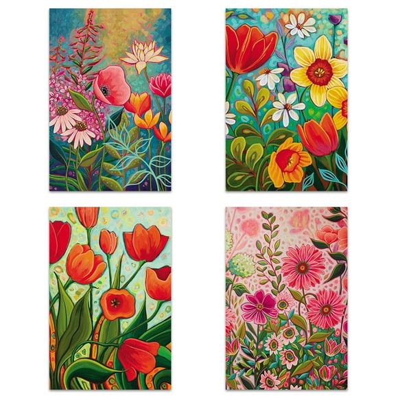 Tree-Free Greetings 16 Pack Blank All Occasion Assorted Notecards with Envelopes,Eco Friendly,Made in USA,100% Recycled Paper,4"x6", Vibrant Florals (FP54263)