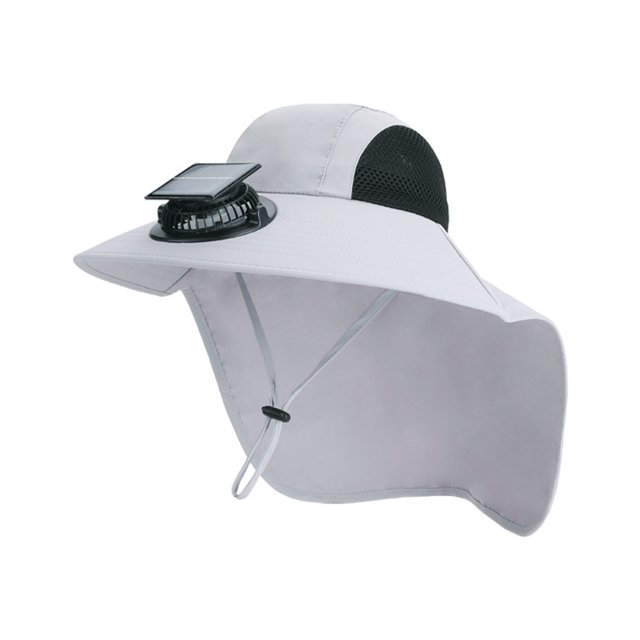 Ventilador solar con gran potencia eólica y visera grande recargable para actividades al aire libre infantiles. Visera fina para niños y niñas.