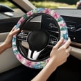 thumbnail image 2 of Uorisanigo Hibiscu 15 Inch Steering Wheel Cover for Women Modern Car Steering Wheel Protector for Winter Fluffy Car Steering Wheel Cover for Most Vehicle Replacement Car Decor Gift for Mom, 2 of 8