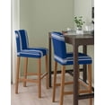 thumbnail image 2 of Blue Striped Bar Stool Covers Set of 2, Farmhouse Blue White Stripes Stretch Washable Bar Chair Covers with Backs, Removable Pub Counter Height Chair Cover for Kitchen Dining Room Cafe, 2 of 7