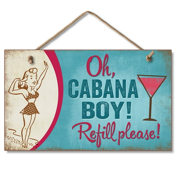 CounterArt "Oh Cabana Boy!" Hanging Wood Wall Sign