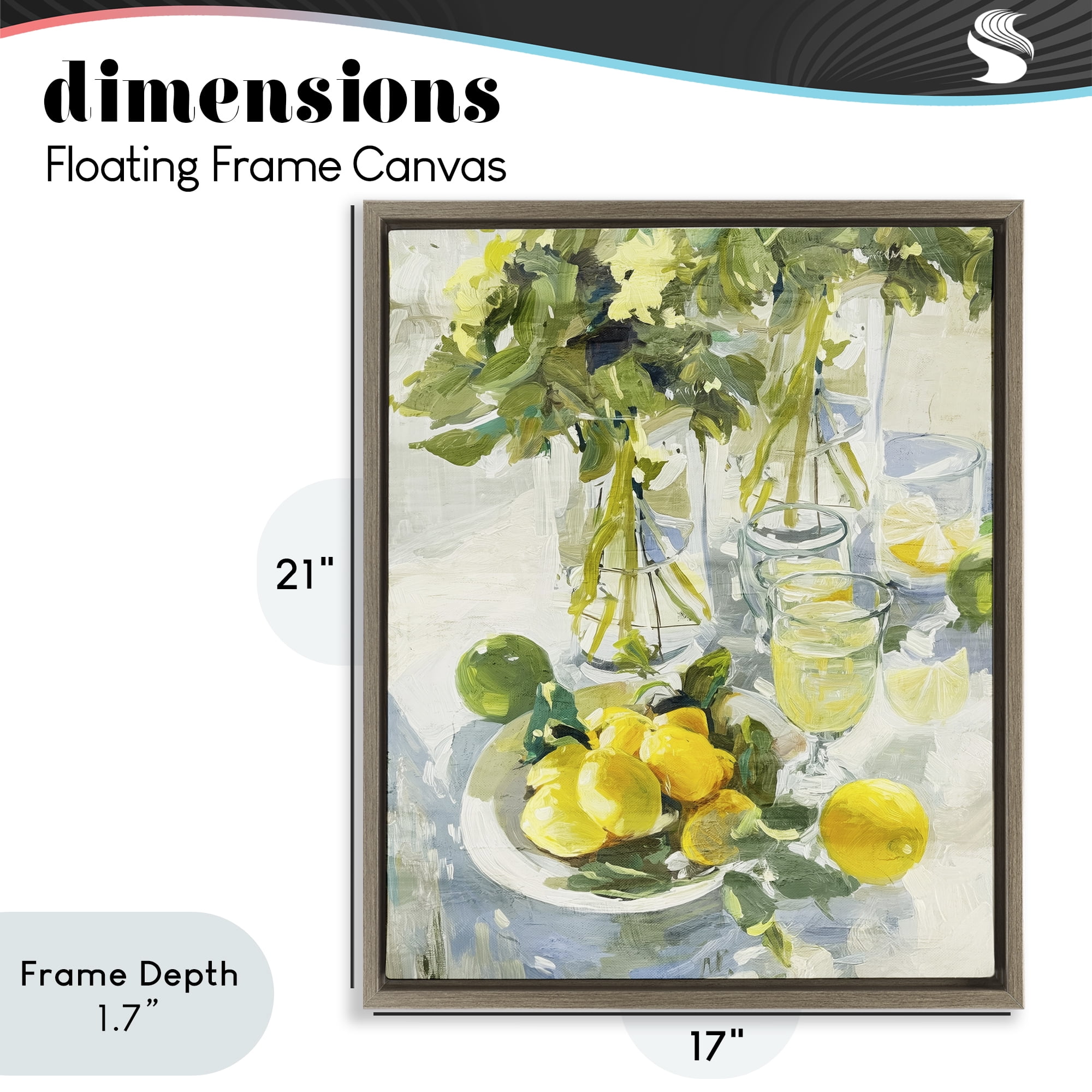 Stupell Industries Fresh Kitchen Lemons Spread Brown Framed Floater Canvas Wall Art, design by Annabelle Hall