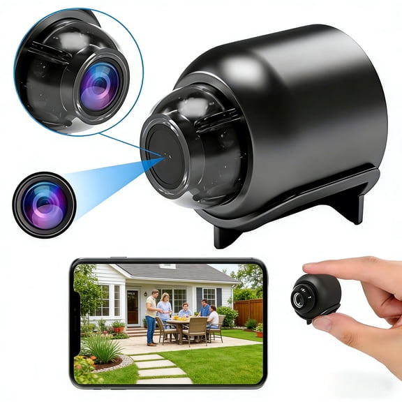 Mini Full HD Security Camera, Wireless Nanny Cam with 1080P & 160° Wide-Angle, Night Vision up to 26ft, Remote Viewing App for Home, Pet Monitor