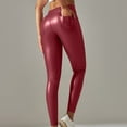thumbnail image 5 of Women's High Waist Leather Pants Solid Skinny Trousers Plus Size Casual Bottom Pant, 5 of 7