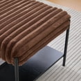 thumbnail image 4 of Auranook 30.7" Wide Upholstered Ottoman Coffee Table Foot Rest with Metal Legs and Open Storage, Faux Fur, Brown, 4 of 9