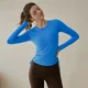 thumbnail image 4 of Camiseta de yoga de manga larga para mujer con cordón ajustable, ropa de entrenamiento de pilates profesional adelgazante, ropa de fitness para correr, temporada de otoño, 4 of 5
