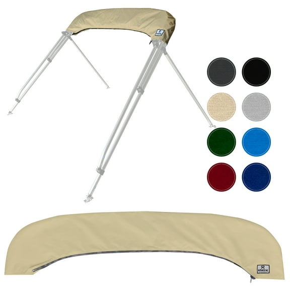 KNOX Bimini Top Boot Cover Replacement, Fits 3 Bow & 4 Bow Bimini Tops for Boats, 600D Marine Grade Canvas, Fadeproof, Waterproof Sun Shade Boat Canopy Storage, No Frame, 73"-78"W, Sand