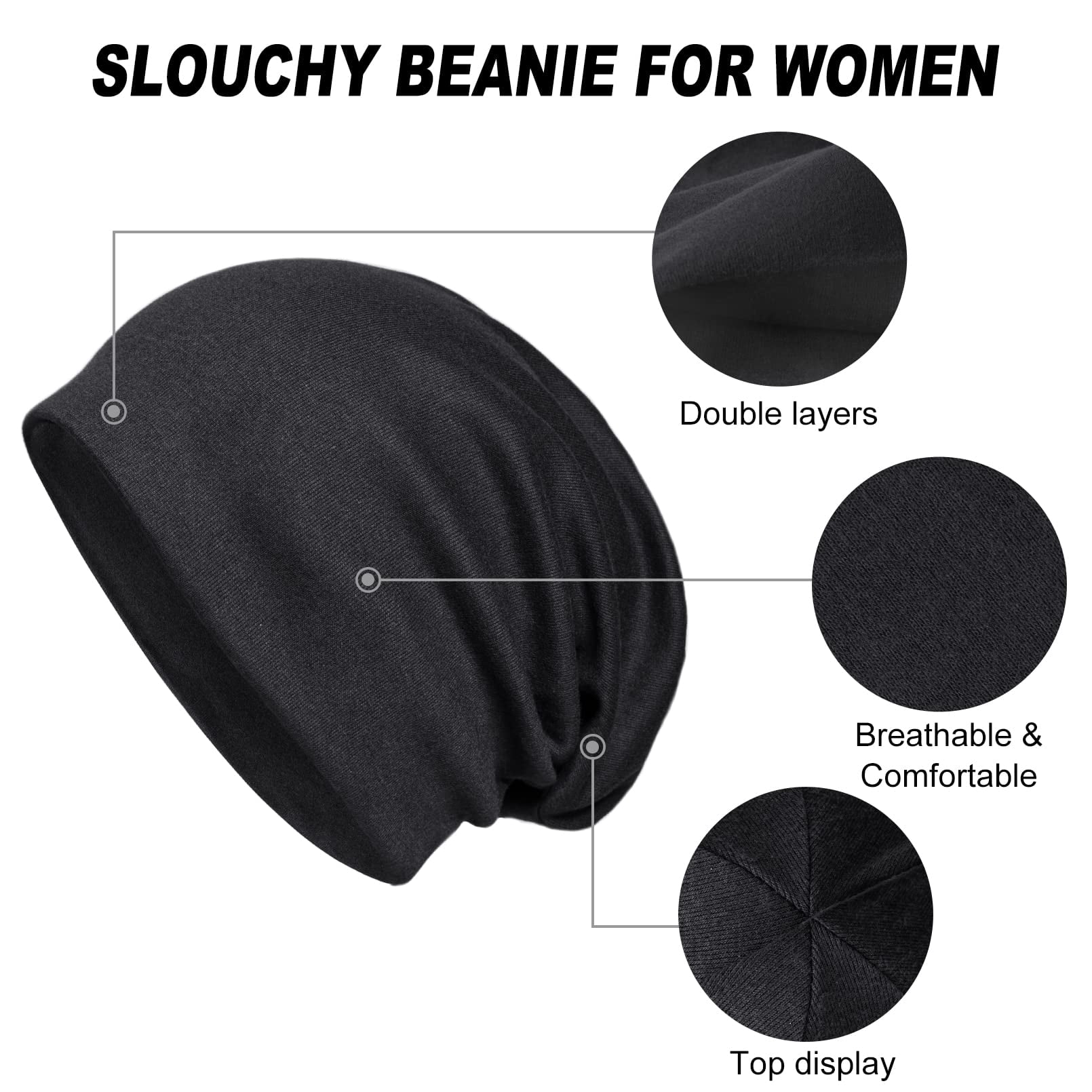 2 Pack Cotton Slouchy Beanie Hats 