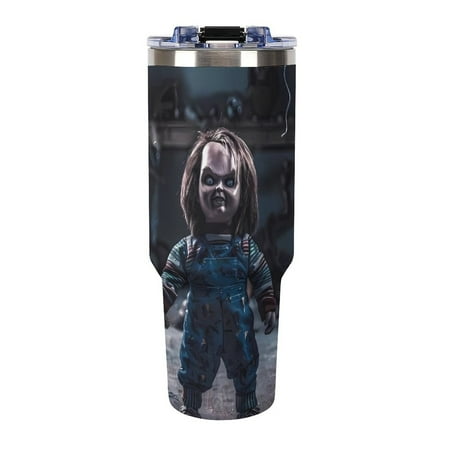 

Chucky 40 Oz Large Capacity Car Cup With Lid And Straw Stainless Steel Tumblers Cup With Handle For Women And Men