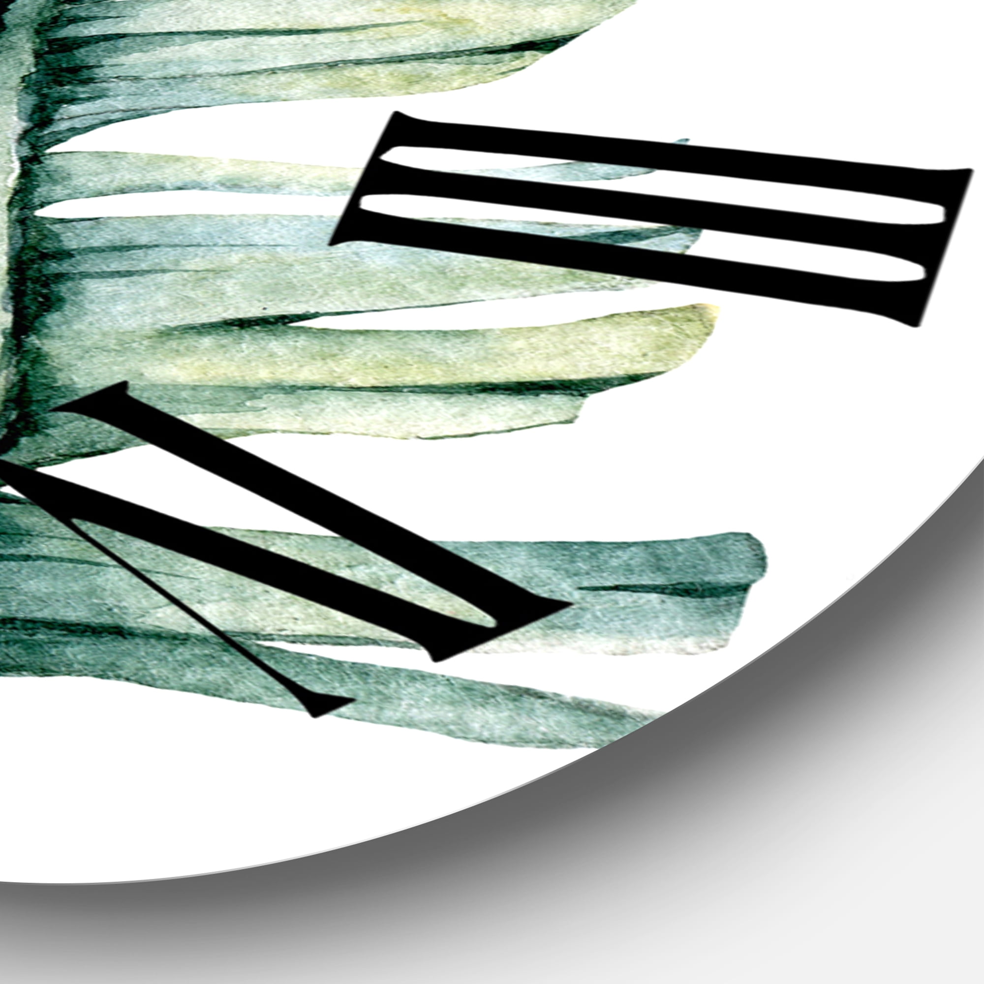 Designart 'Duo Of Tropical Leaves' Farmhouse Wall Clock