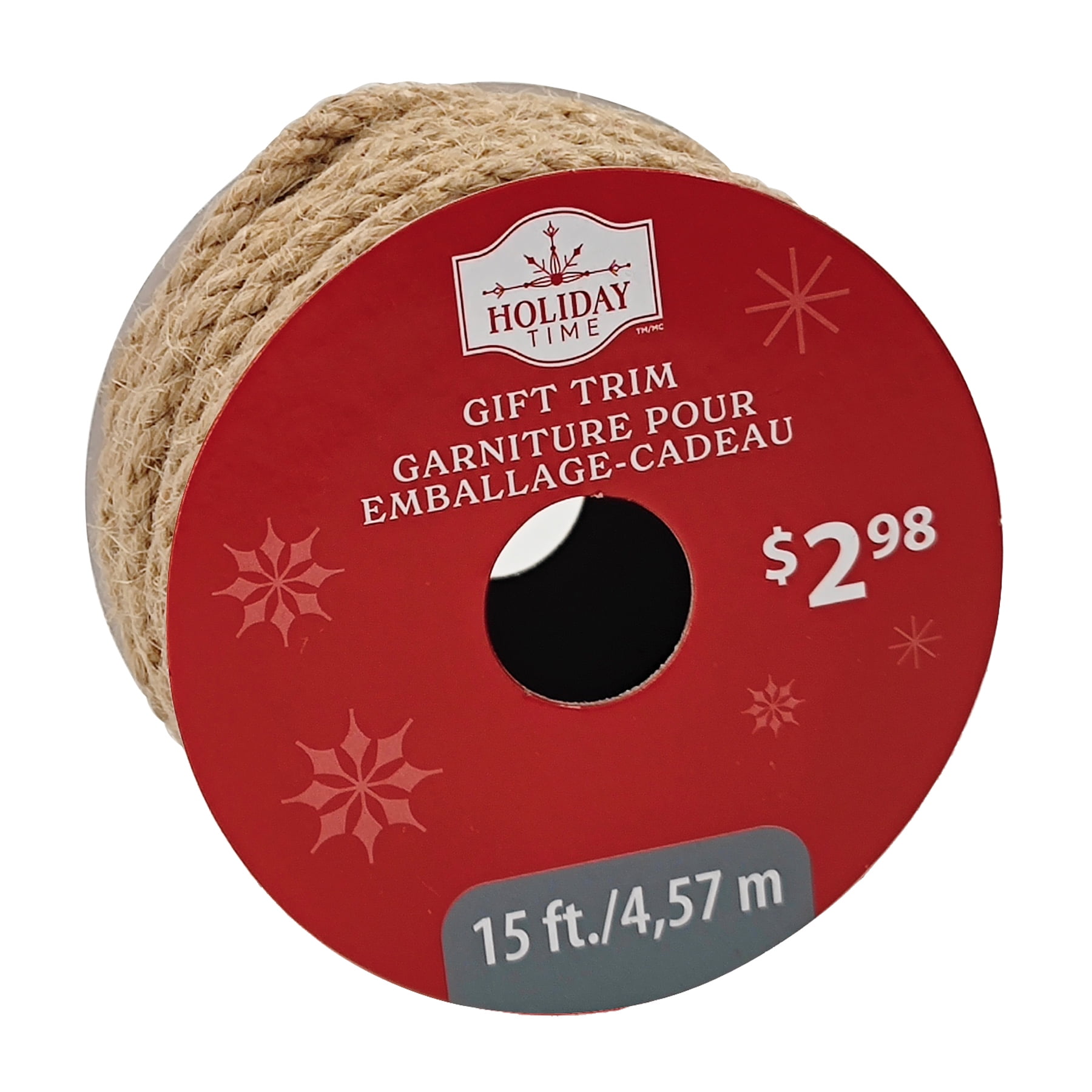 Holiday Time Garniture cadeau de cordon tordu naturel de Noël, 15 pieds NATURAL TRIM - FRENCH