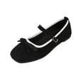 thumbnail image 2 of Miqool Womens Mary Jane Flats Bowknot Flat Shoes Flock Round Toe Soft Sole Slip On Loafers Indoor Outdoor Comfortable Shoes, 2 of 9