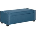 thumbnail image 1 of HOMCOM Banc de Rangement Rembourré à Dessus Rabattable Ottoman en Tissu pour Chambre, Salon, Bleu, 1 of 10
