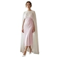thumbnail image 2 of Argulvti Capes Longues Transparentes pour Femmes Mode Col Rond Couleur Unie/imprimé à Pois Poncho Châle, 2 of 9