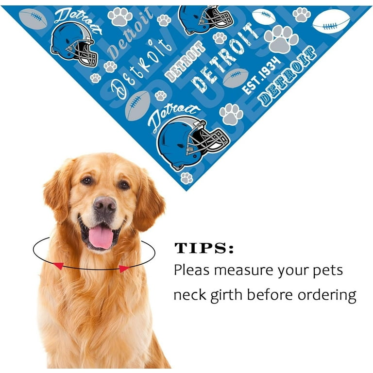 Detroit Football Pet Reversible Dog Bandana Gifts for Dogs Cats Cotton Triangle Bid Scarf for Medium Large Dog